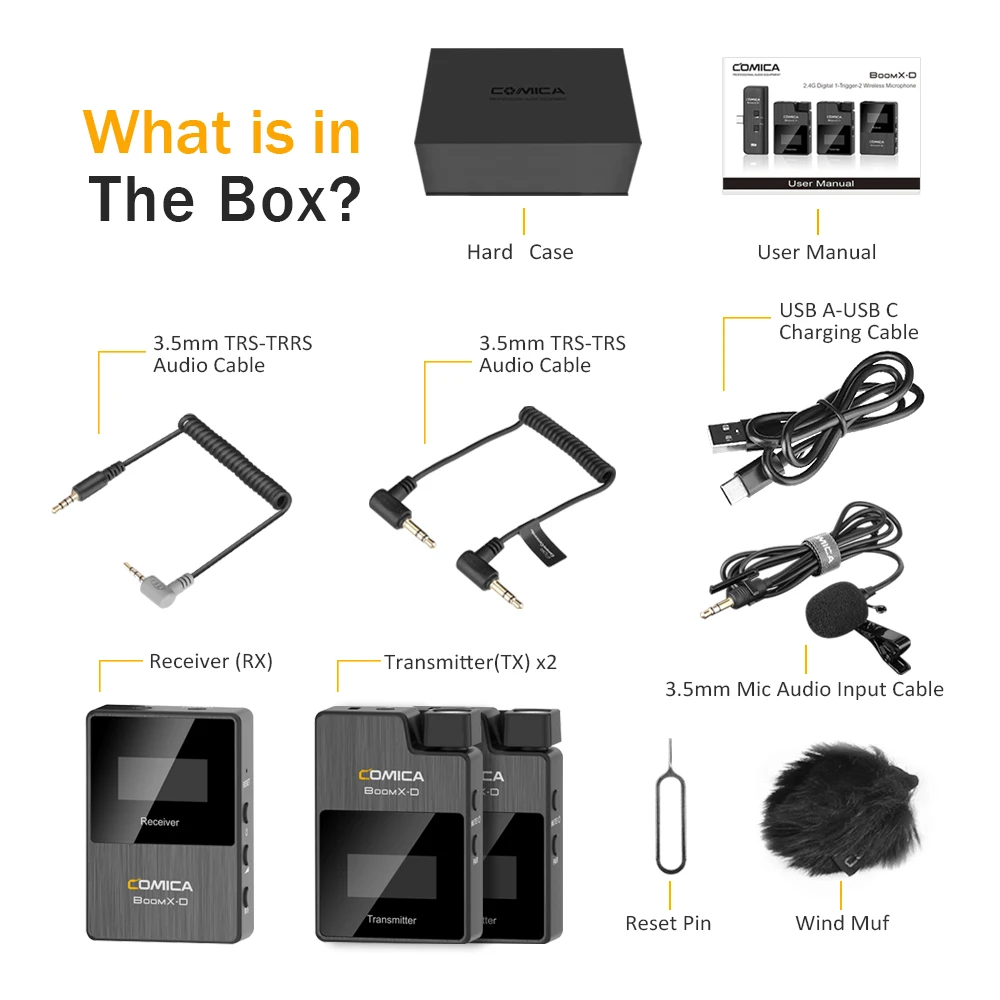 Wireless Lavalier MicrophoneComica BoomX-D2 2.4G
