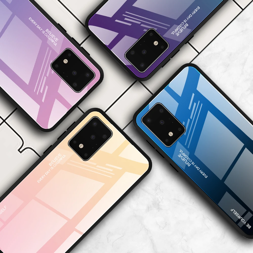Градиентный чехол из закаленного стекла для samsung S8 S9 S10 S11 Plus s Galaxy Note 8 9 10Pro S10e Lite