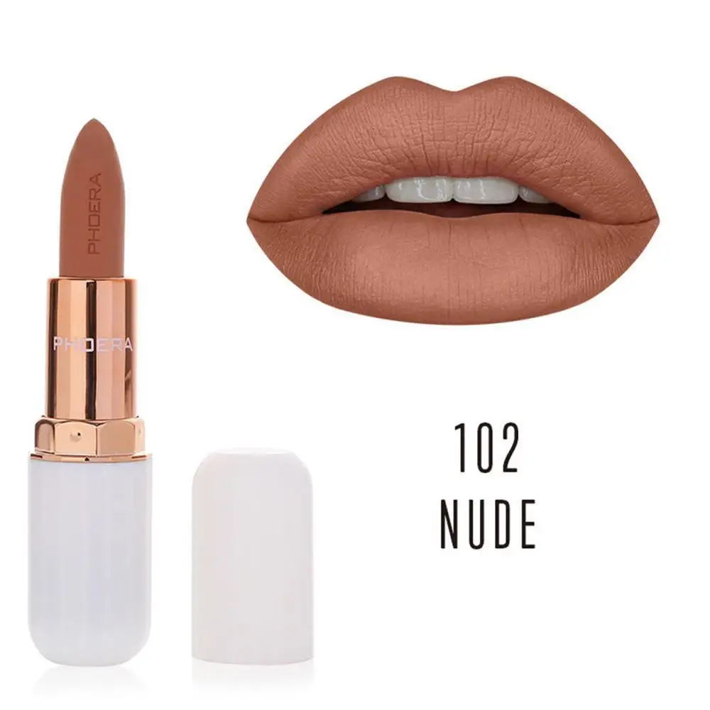 1pc Phoera Absolute Velvet Matte Lipstick Long Lasting Waterproof Pigment Makeup Beauty Lip Gloss - Цвет: 102