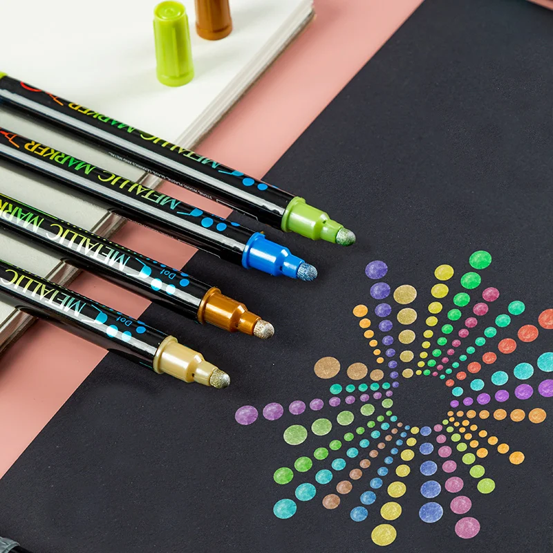Dual Tip 36 Colors Permanent Metallic Marker Pen for Card Making Rock Painting Album Metal Wood Ceramic Glass Medium & Brush Tip permanent marker pen,permanent marker,permanent markers