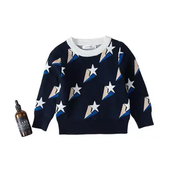 

GloryStar Children Kids Star Shaped Jacquard Pattern round-neckline Sweater Knitting Tops