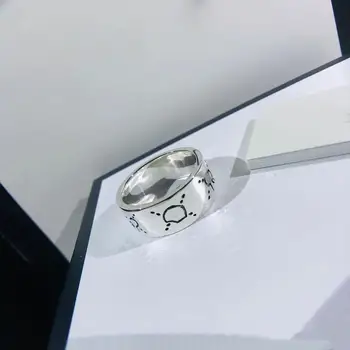 

Charm of the original logo ring S925 pure silver ring valuable male and female skeletal pattern carved wholesale free shipping