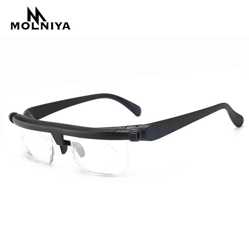 600+300 Myopia Hyperopia Reading Glasses dual-use focal length adjustable reading glasses trimming- 6d+ 3D original box - Цвет оправы: Черный