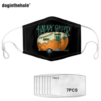 

Doginthehole Anime Campers Design Cute Face Mask for Kids Cartoon Car Print Dust Mask Adult Washable Windproof Face Mouth Mask