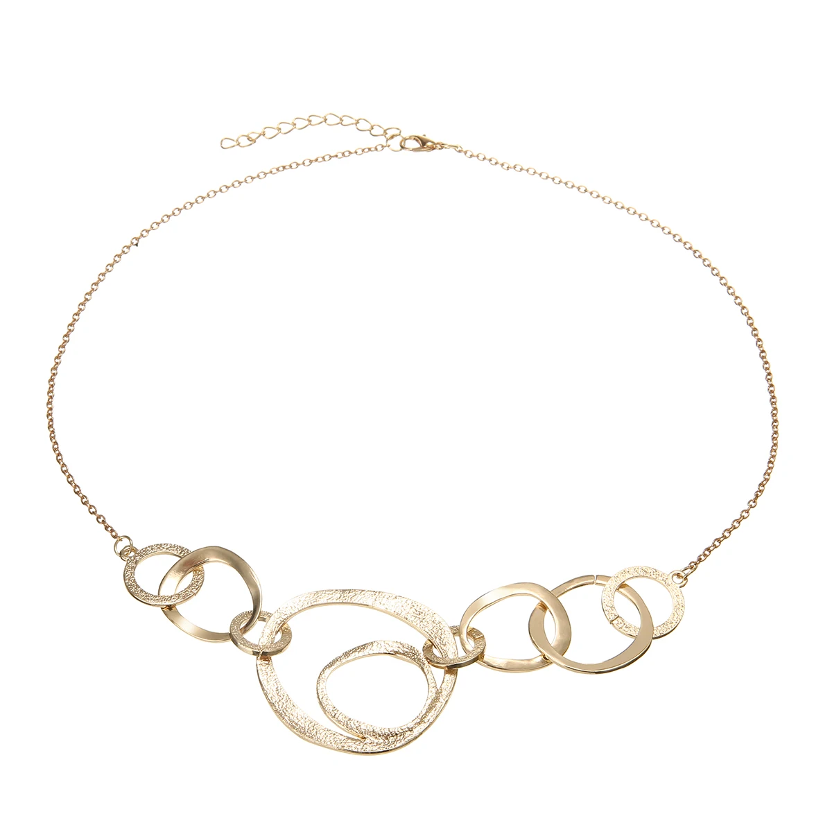 Fashion Charms Women Metal Large Round Circle Statement Pendant Necklace Geometric Exaggerated Gold Punk Necklace Party Jewelry