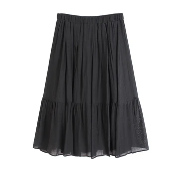 

[EWQ] Spring Autumn 2020 High Elastic Waist Black Pleated Split Joint Chiffon Half-body Skirt Women Fashion Tide New 1U101