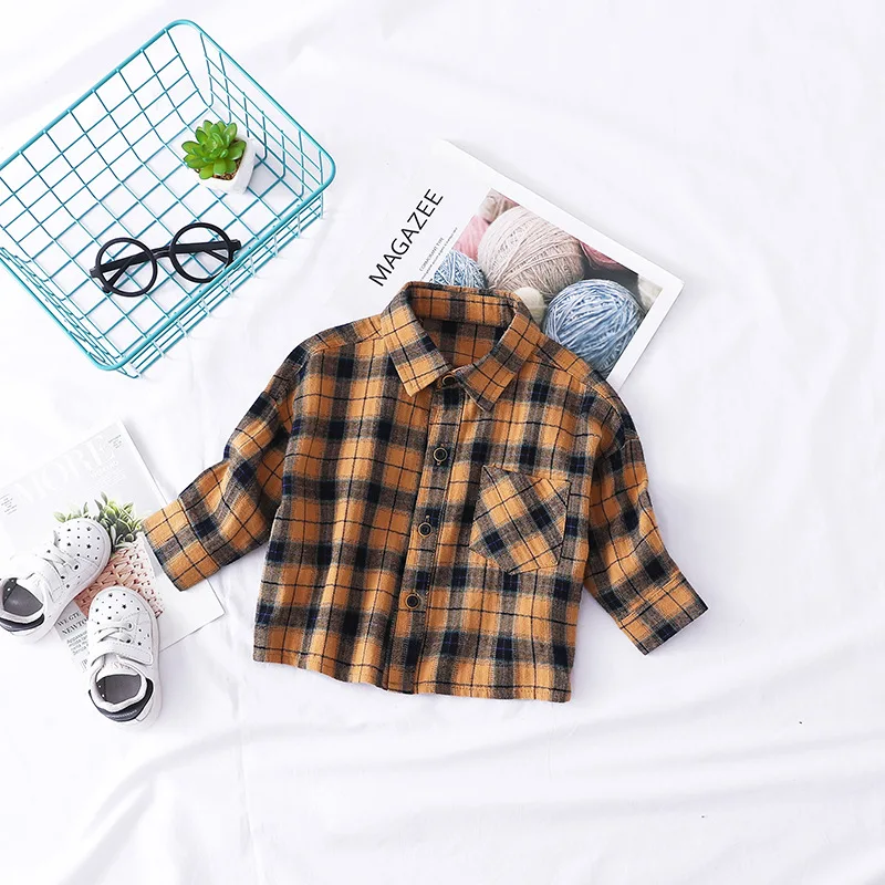 

Infant Childrenswear 2019 Small CHILDREN'S Long Sleeve Plaid Shirt Baby Spring And Autumn Pure Cotton Shirt Korean-style New Sty