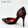 2022 Wedding Shoes British Pattern High Heels Thin Heels Shallow Pointed Toes Sexy Party Office Pumps ► Photo 3/4