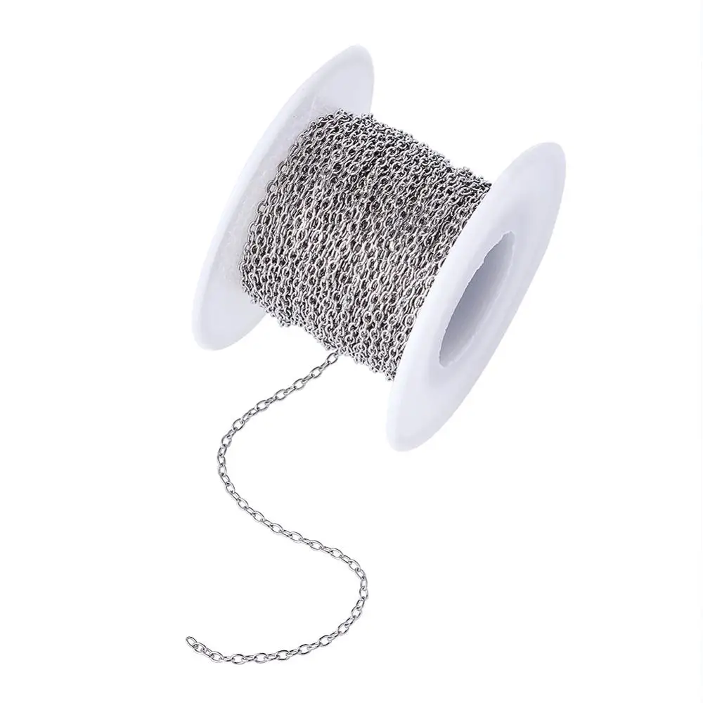 10m/roll 304 Stainless Steel Cross Chains Bracelet Necklace Jewelry Making Findings Unwelded Color 3x2x0.5mm | Украшения и
