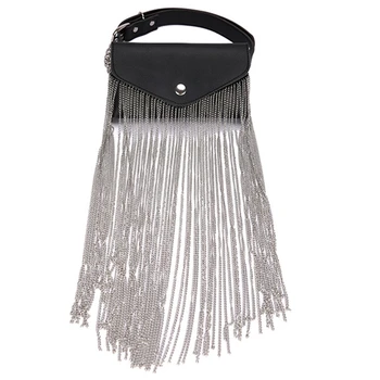 

ASDS-Women Waist Bag Leather Female Belt Chain Bags Fashion Fanny Pack Waist Belt Bag Female Hip Belt Bum Pouch Phone Bags Black