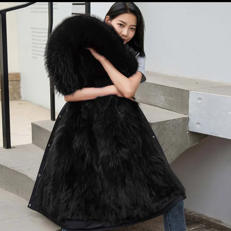 Women's plus size parka coat pregnant women winter fur long coat fox fur trench hooded pregnant women thick warm jacket