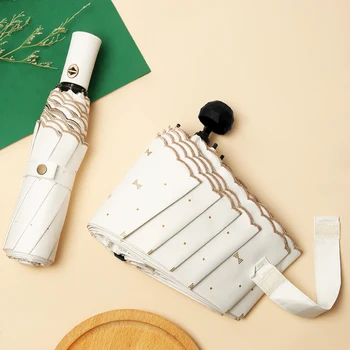 

Mini 5 Fold Automatic UV Resistant Folding Umbrella Black Coating Weather Proof Solar Umbrella Fashion Portable Umbrella