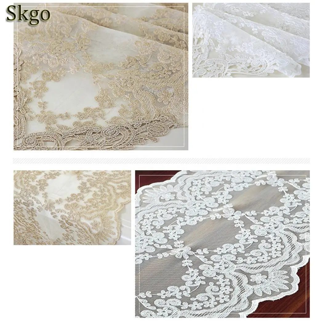 Simple Lace Table Runners Table Linen Television Cabinet White, Light Gold Cover Dining Table, Cloth