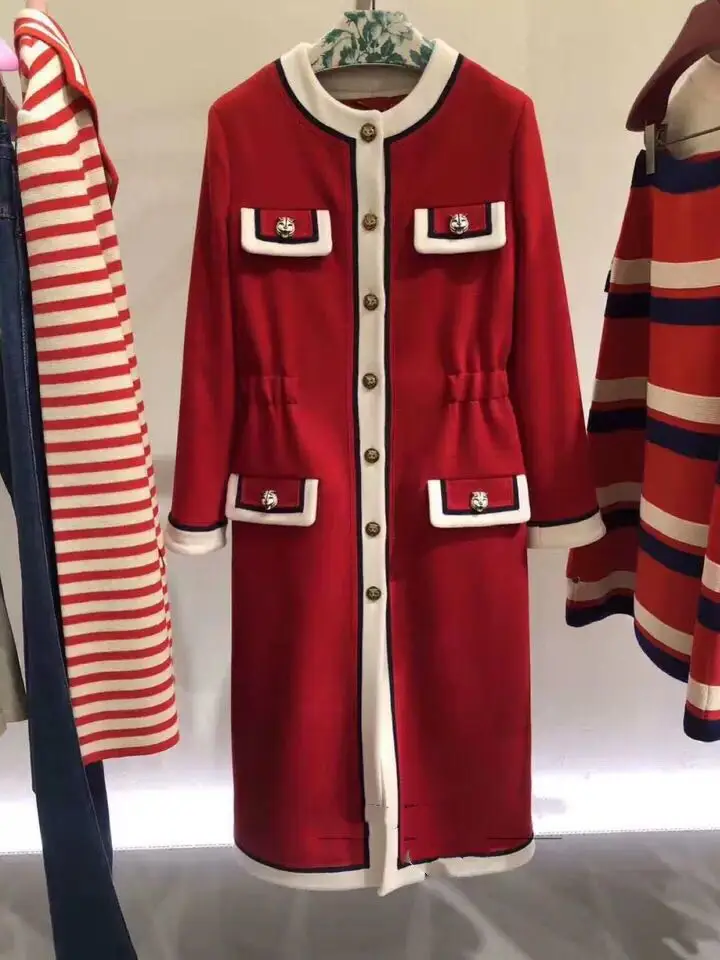 

New big size Autumn Winter Type Ladies Long Wind shirt Coat with Buttons on the Waist