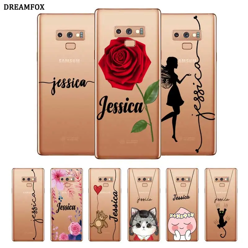 

Rose love Custom Name DIY Transparent Soft Silicone Case Cover For Samsung Galaxy Note 3 4 5 8 9 10 Plus M10 M20 M30 Grand Prime