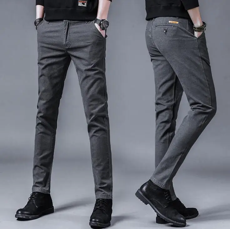 Мужские деловые повседневные брюки тренд дизайнер корейский стиль Slim Fit Многоцветный модные эластичные однотонные брюки Мужская брендовая одежда - Цвет: 505 Gray