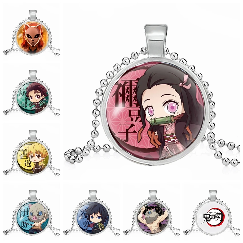 Аниме брелок для ключей Demon Slayer: Kimetsu no Yaiba Kamado Nezuko стекло ожерелье косплей