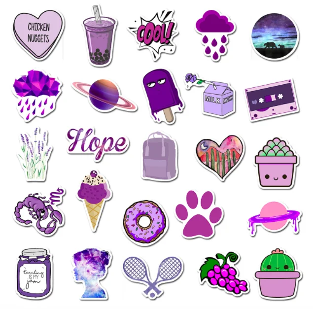 50pcs mixed purple music flowers travel stickers car bike motorcycle phone laptop travel luggage cool sticker decals graffiti wall stickers aliexpress