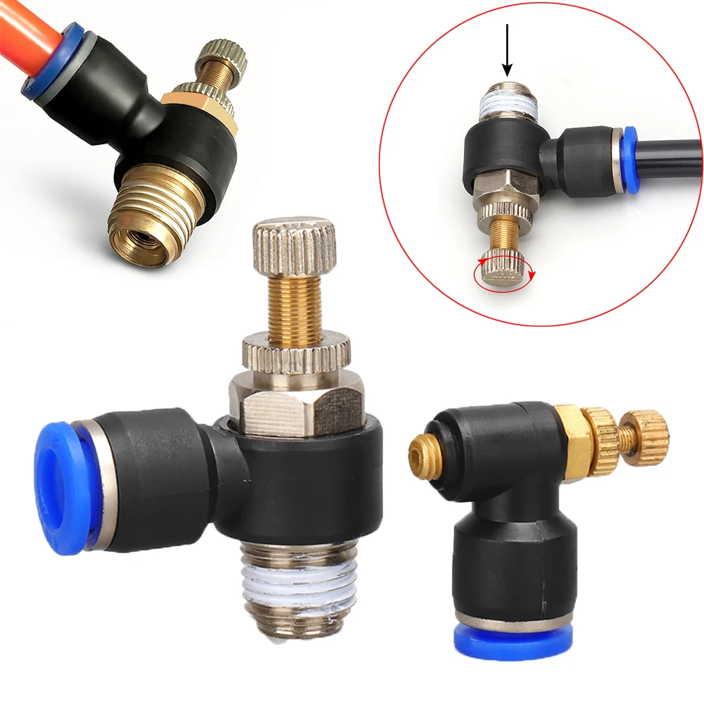 

SL pneumatic quick coupling hose 4 6 8 10 12mm 1/8" 1/4" 3/8" 1/2" BSP air speed control valve accelerator valve throttle valve