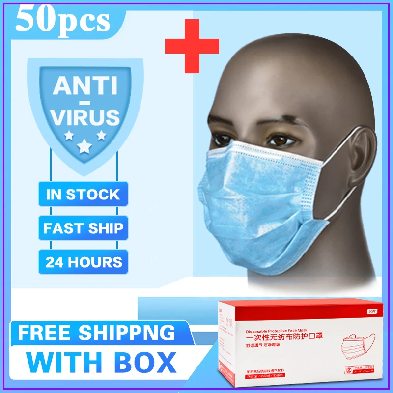 

10/20/30/200pcs White Disposable Face Mask 3 Layer Anti Virus Mouth Face Mask Prevent Anti-Dust Bacteria Proof Flu kind M
