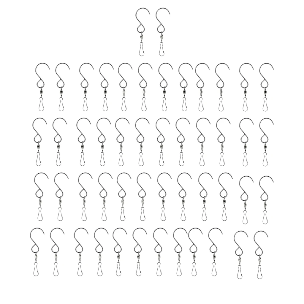 50Pc Swivel Hooks Clips Hanger Hanging Wind Chimes Crystal Twisters Spinning
