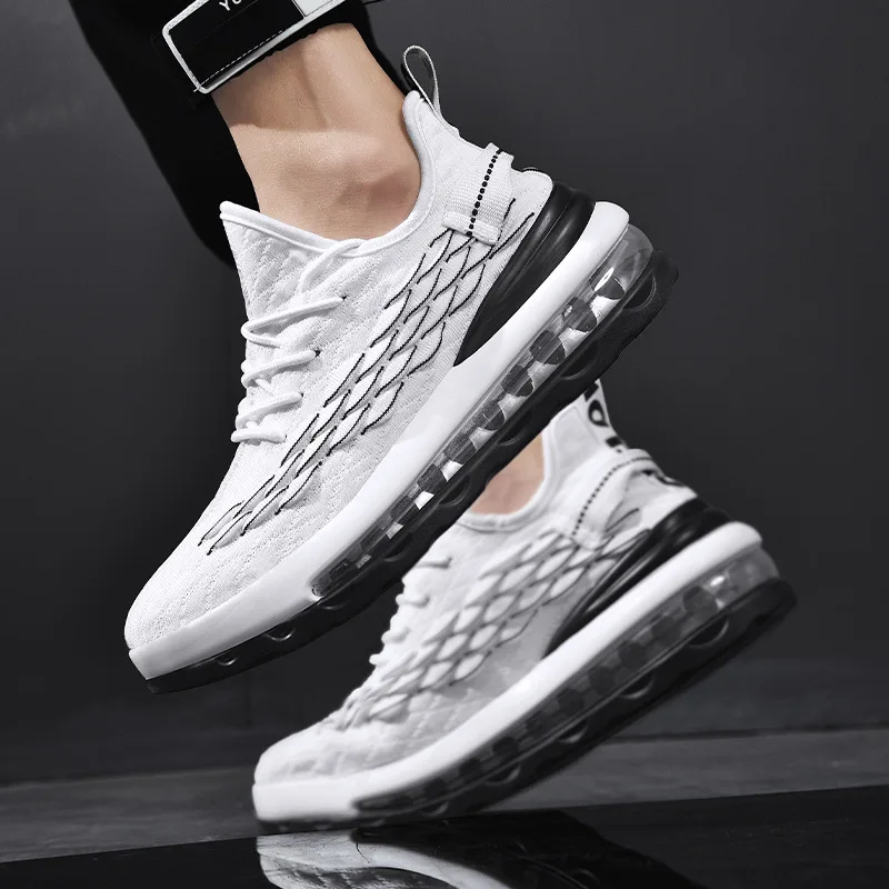 

Large Size Sneakers Air Cushion Running Shoes Men's Breathable Extra High Casual White Shoes Trend Scale Athletic Shoes