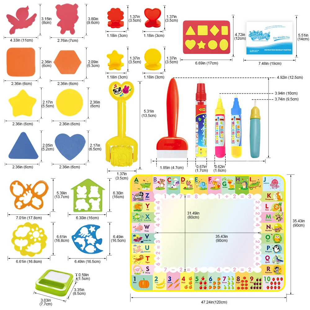 Educational Drawing Toy Coolplay Magic Water Drawing Mat Doodle Mat & Pens Baby Play Rug Montessori Painting Board Educational Toys for Kids