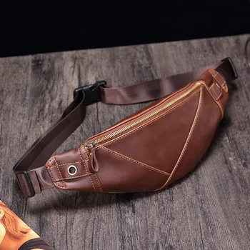 

PU Leather Men Waist Packs Phone Waterproof Pouch Bag travel male small leather pouch fanny pack belt bag chest bag dropshipping