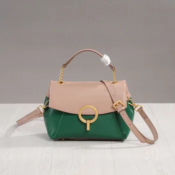 

Newest Women 100% Genuine Leather Shoulder Bag Luxury Designer Ladies Fashion Chain Panelled Handbags Soft Leather Messenger Bag