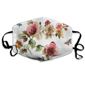 

YongColer Breathable Anti-dust Best Warm Windproof Flower Shabby Chic Roses Buds Leaves Tulips Floral Butterfly Face Masks Comfy