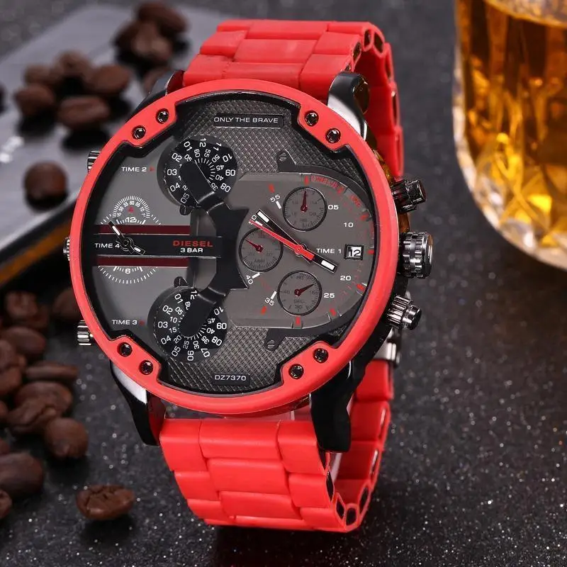 

2019 reloj Montre luxe Military Clock Leather Strap 53MM Big dial DZ Stainless steel Watch Men's Sport Quartz Diesels Watch