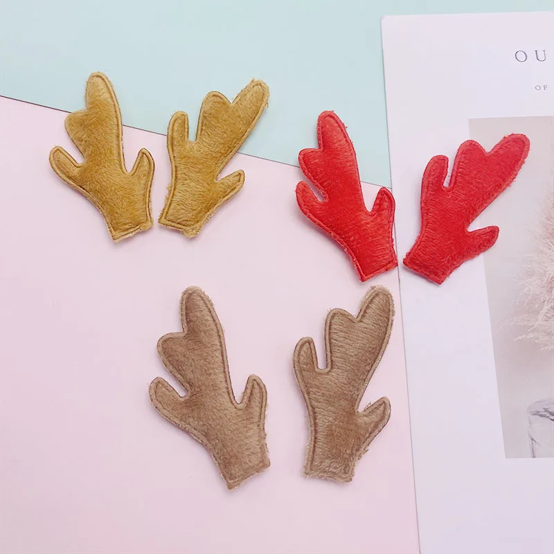 

60Pcs/Lot 3.5*5.5CM Felt Christmas Antlers Padded Applique For DIY Clothes Hat Sewing Supplies Hair Clip Accessories Patches