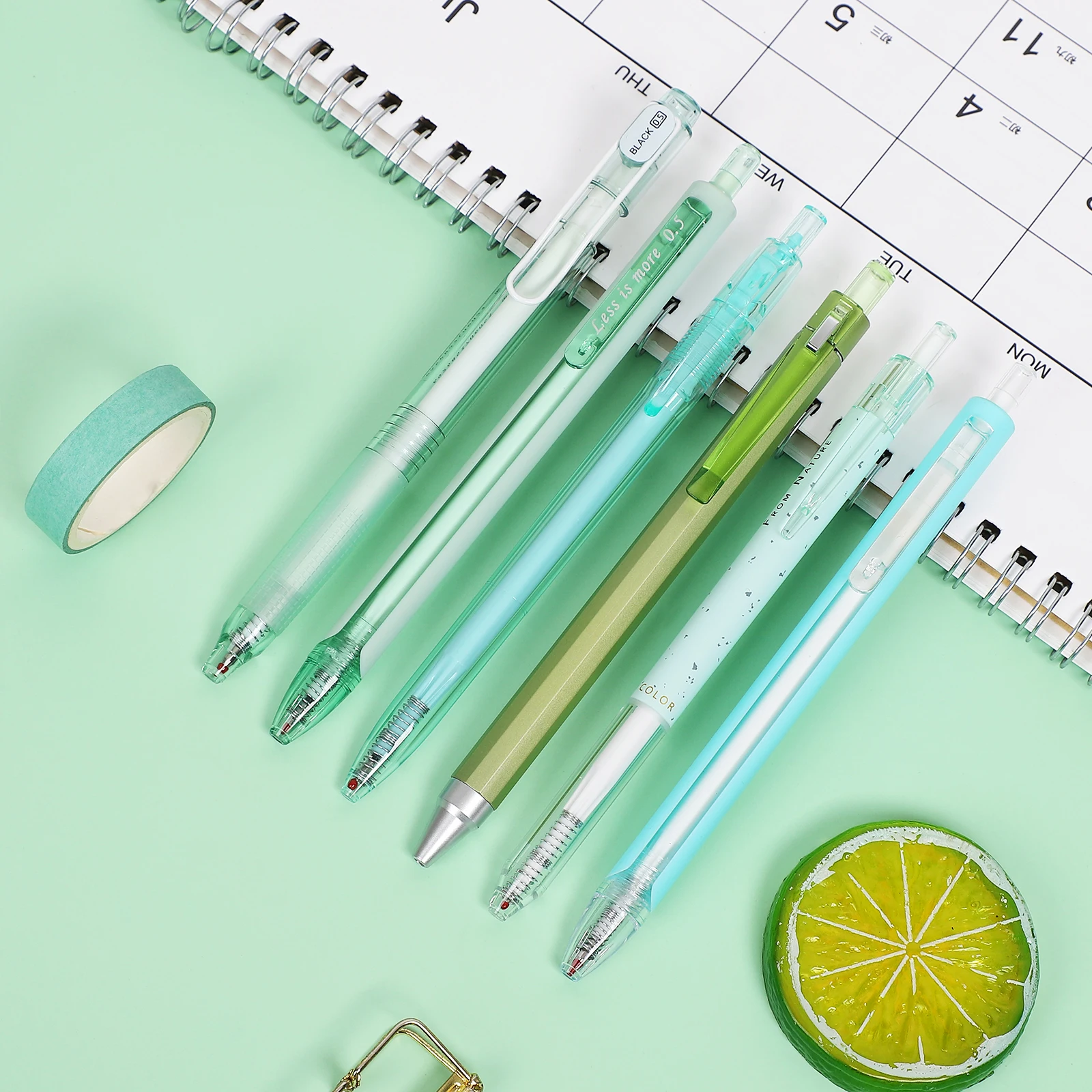 JIANWU 3/6 Pcs/Set Refreshing Simple Press Gel Pen 0.5mm