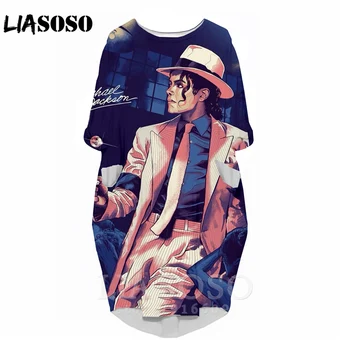 

LIASOSO the new Celebrity 3d print Michael Jackso girl dress Harajuku dress streetwear skirt girl long-sleeved dress