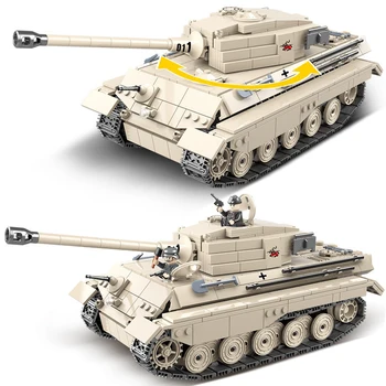 

PANLOS Military Series King Tiger Tank Set With Weapon Model DIY Educational Building Blocks Toys For Children Kids MOC Material