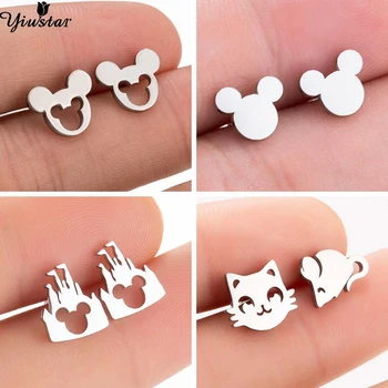 

Yiustar Small Mouse Jewelry Stainless Steel Mickey Stud Earrings for Women Girls Child Birthday Ear Earing piercing Body Jewelry