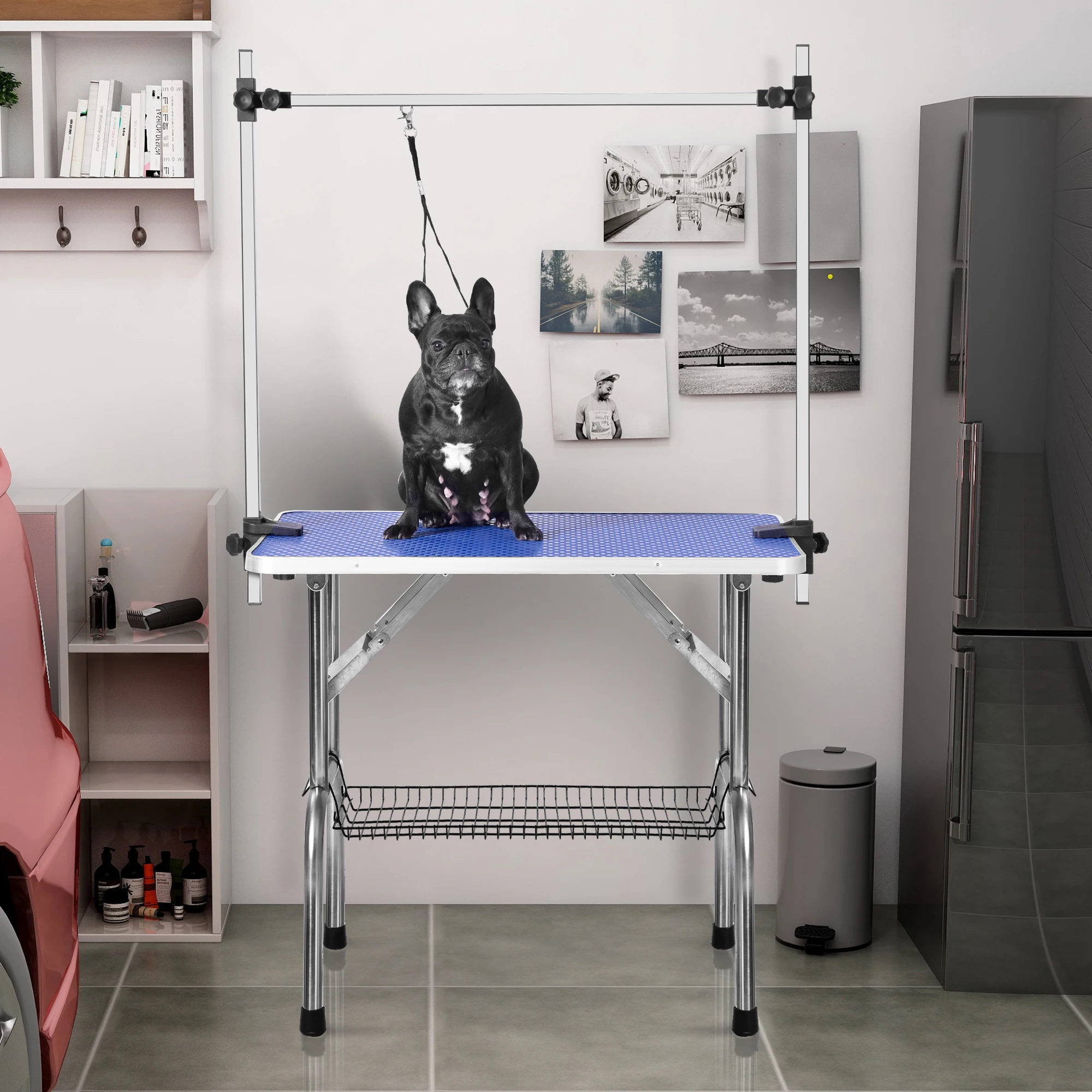 

Large Size 46" Foldable Pet Grooming Table for Dog Cat with Adjustable Arm Clamps Heavy Duty Animal Grooming Table Pet Supplies