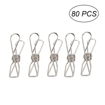 

80pcs Stainless Steel Wire Clips Multi-purpose Hollow Hanging Clips Hooks for Daily Use