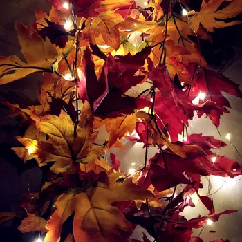 

Multiple Autumn Maple Leaf Garland Light Strip Decorative Natural Maple Leaf Holiday String Led Light Powered By AA Battery