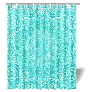 

Abstract Shower Curtain Paisley Medallion Mandala Decor, Hippie Boho Bohemian Decorations Geometric Fabric Bathroom Shower