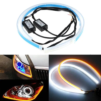 

Hot sale 2Pcs Soft 60cm Car Auto Sequential Flow Strip LED Flexible DRL Headlight Turn Signal Switchback Light Lamp