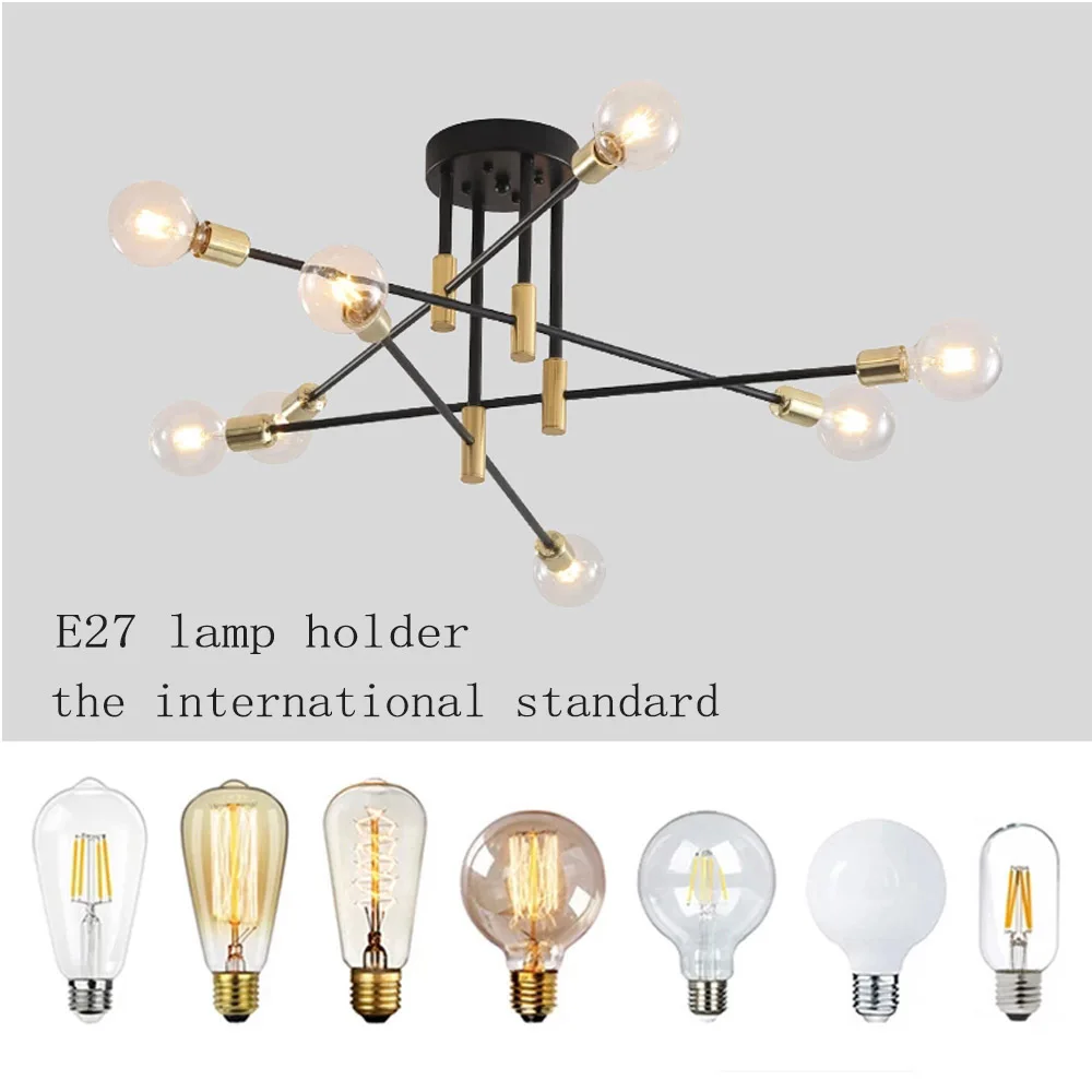 LED Ceiling Light LED Chandelier Ceiling Light Modern Nordic LED Lamp Black Gold Chandelier Lights Branch Simple Creative Luxury E27 Ceiling Lamps Indoor Lighting Fixtures