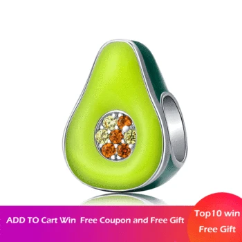 

MOWIMO 925 Sterling Silver Avocado Beads Green Enamel Charms Fit Original Silver DIY Bracelet Bead For Jewelry Making BNC129