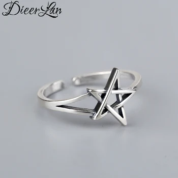 

Simple Style 925 Sterling Silver Star Rings for Women Men Jewelry Big Open Rings bague femme