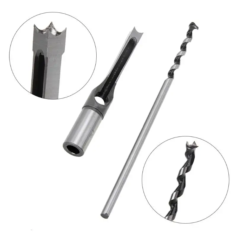 

10mm HSS Square Hole Saw Mortise Chisel Wood Drill Bit with Twist Drill