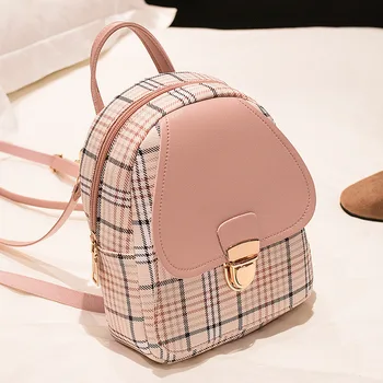 

Women's Small Backpack Korean Fashion Lattice Pattern MINI Backpack MISS Small Backpack Women's Backpack