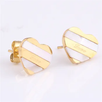 

2020 Hot-selling Simple Gold Titanium Steel Heart LOVE Earrings Crystal from Swarovskis Fit Women and female For Wedding