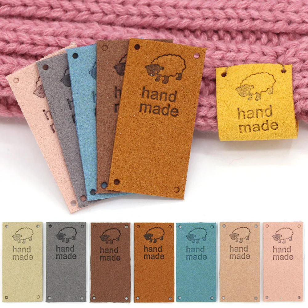 20Pcs For Hats Accessories Fiber Leather For Clothes Sew Label Hand Made Tag