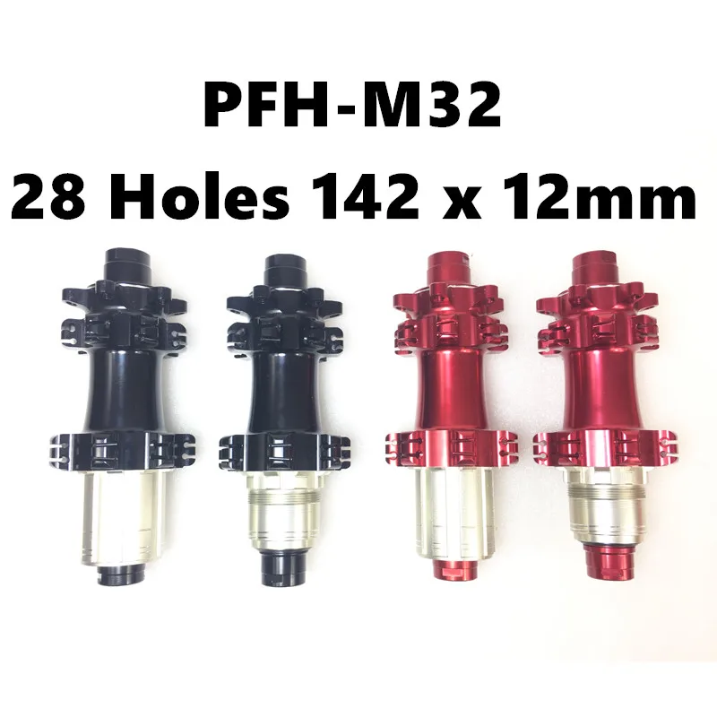 

Powerway PFH-M32 Straight pull MTB XC disc brake rear hub black red XC 28 holes O.L.D 142 x 12mm Mountain bicycle Hub