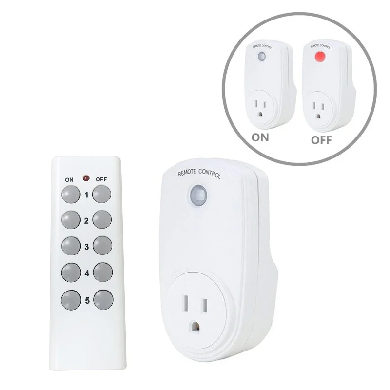 

US Plug 1/2/3/4/5pcs Remote Control Outlet Wireless Switch Socket Energy-saving Socket Control for Household Appliances